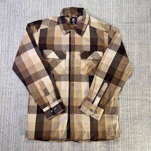 NWT Vertx Flannel Plaid Long Sleeve Shirt Brown/Tan - Size M - Tactical Style